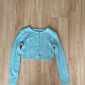 Light Blue Cropped Sweater Cardigan